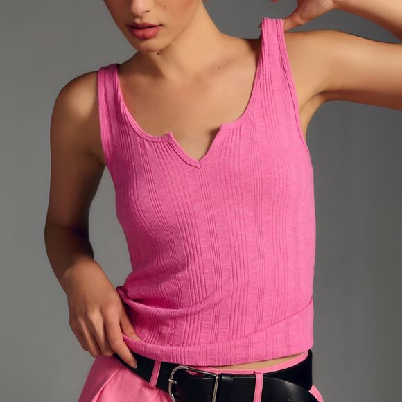 Anthropologie Pilcro Notched Tank in Pink - Picture 1 of 7